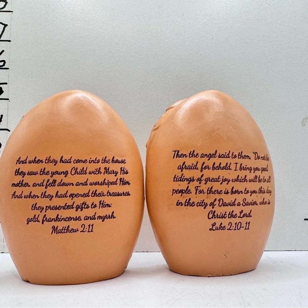 Handcrafted‎ Nativity Scene Figurines resin with bible verses on back